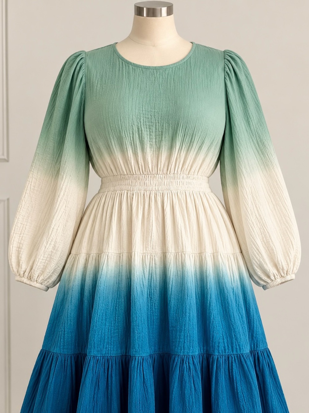 Universal Thread Ombre Midi Dress in Teal, Ivory & Blue